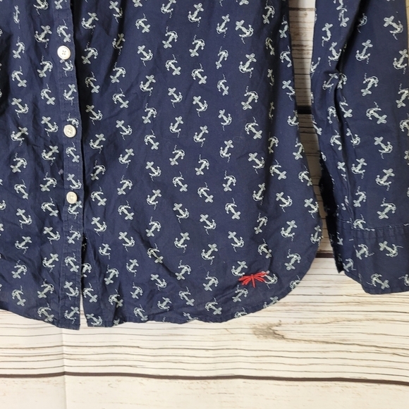 TALBOTS Anchor Print Button Down Shirt Size 2 Petite - Picture 4 of 6